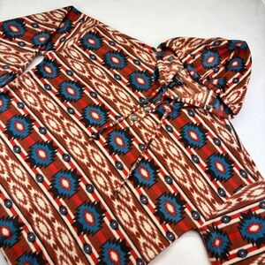 Wrangler Retro Southwestern Aztec Fleece‎ Pullover Hoodie Top Women XL Concho